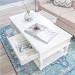 Pemberly Row Wood Coffee Table with 2 Drawers & Bottom Shelf in White