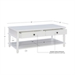 Pemberly Row Wood Coffee Table with 2 Drawers & Bottom Shelf in White