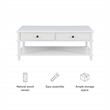 Pemberly Row Wood Coffee Table with 2 Drawers & Bottom Shelf in White