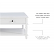 Pemberly Row Wood Coffee Table with 2 Drawers & Bottom Shelf in White