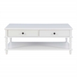Pemberly Row Wood Coffee Table with 2 Drawers & Bottom Shelf in White