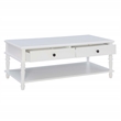 Pemberly Row Wood Coffee Table with 2 Drawers & Bottom Shelf in White