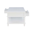Pemberly Row Wood Coffee Table with 2 Drawers & Bottom Shelf in White