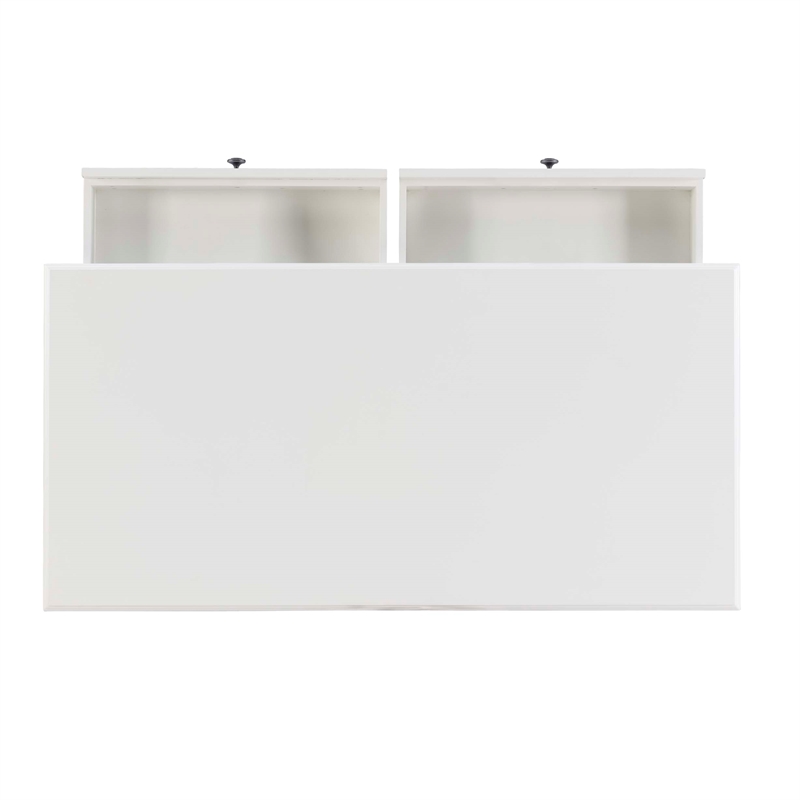 Pemberly Row Wood Coffee Table with 2 Drawers & Bottom Shelf in White