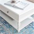 Pemberly Row Wood Coffee Table with 2 Drawers & Bottom Shelf in White