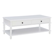 Pemberly Row Wood Coffee Table with 2 Drawers & Bottom Shelf in White