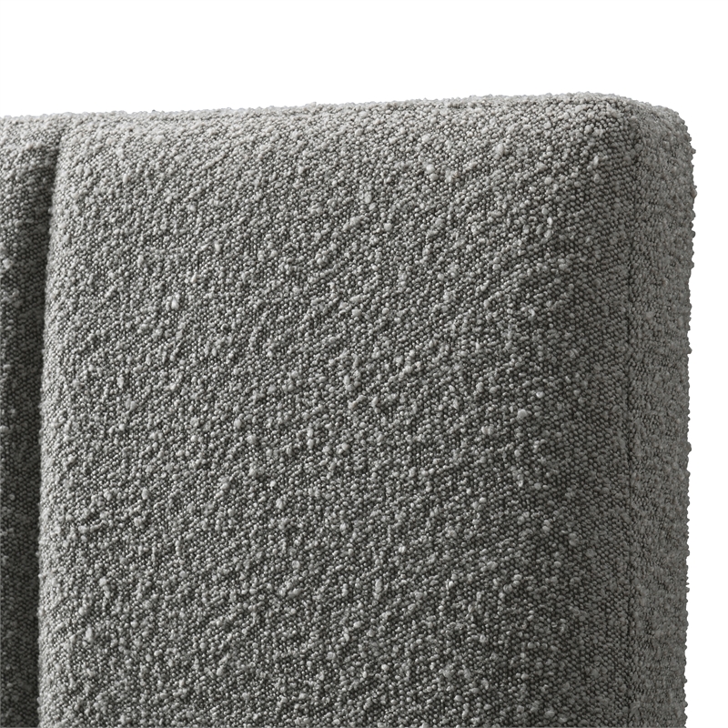 Pemberly Row Upholstered Platform King Bed in Gray Boucle Fabric