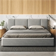 Pemberly Row Upholstered Platform King Bed in Gray Boucle Fabric