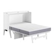 Pemberly Row Full Wood Murphy Bed Desk with Mattress & Built-in Charger in White