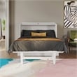 Pemberly Row Full Wood Murphy Bed Desk with Mattress & Built-in Charger in White