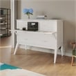 Pemberly Row Full Wood Murphy Bed Desk with Mattress & Built-in Charger in White