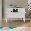 Pemberly Row Full Wood Murphy Bed Desk with Mattress & Built-in Charger in White