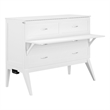Pemberly Row Full Wood Murphy Bed Desk with Mattress & Built-in Charger in White