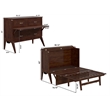 Pemberly Row Full Wood Murphy Bed Desk with Mattress & Built-in Charger - Walnut