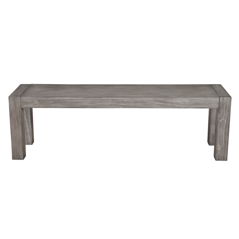 Pemberly Row Contemporary Solid Pine Dining Bench in Gray & Black