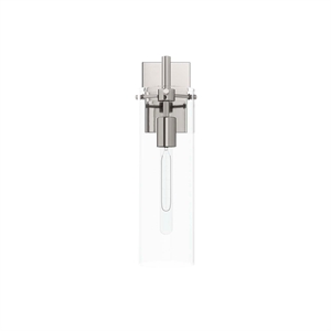 Pemberly Row Modern Glass Wall Sconce in Clear/Polished Nickel
