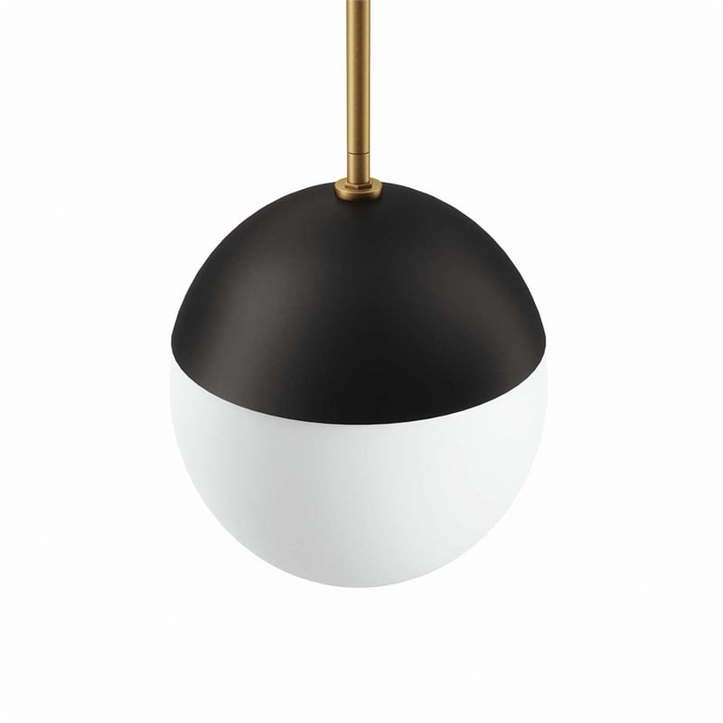 Pemberly Row 1-Light Metal and Glass Pendant Light in Opal/Satin Brass