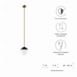 Pemberly Row 1-Light Metal and Glass Pendant Light in Opal/Satin Brass