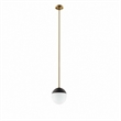 Pemberly Row 1-Light Metal and Glass Pendant Light in Opal/Satin Brass