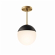 Pemberly Row 1-Light Metal and Glass Pendant Light in Opal/Satin Brass