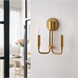 Pemberly Row Modern 2-Light Iron Metal Wall Sconce in Satin Brass