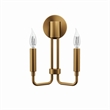 Pemberly Row Modern 2-Light Iron Metal Wall Sconce in Satin Brass
