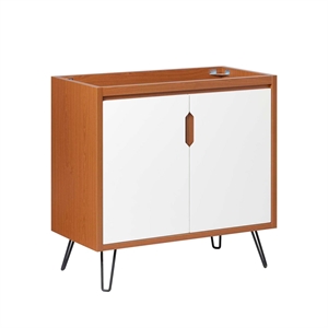 Pemberly Row 35&quot MDF and Particleboard Bathroom Vanity Cabinet - Cherry White