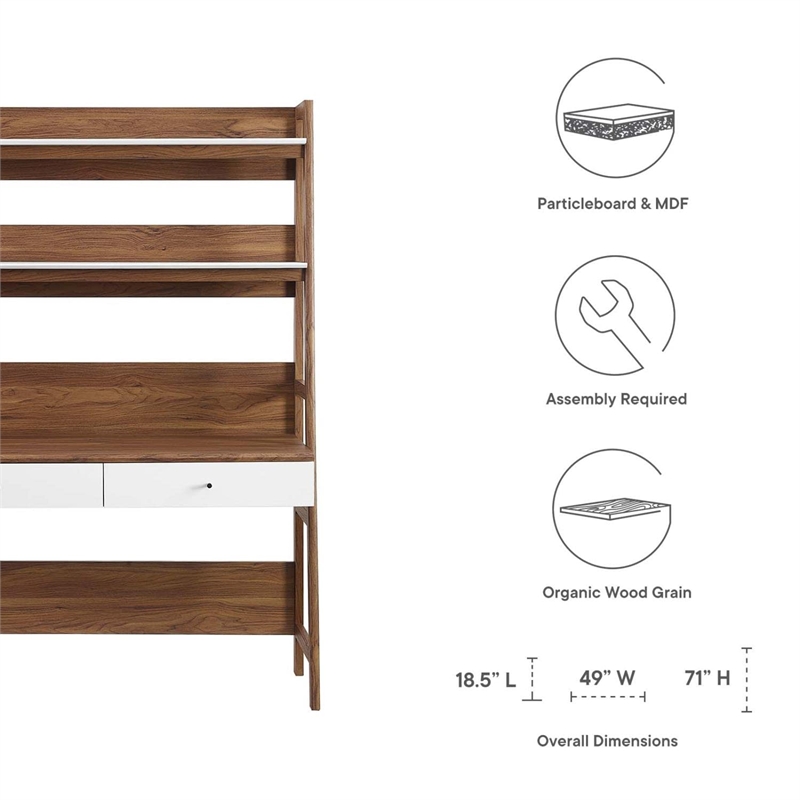 Pemberly Row Particleboard and MDF Office Desk in Walnut/White