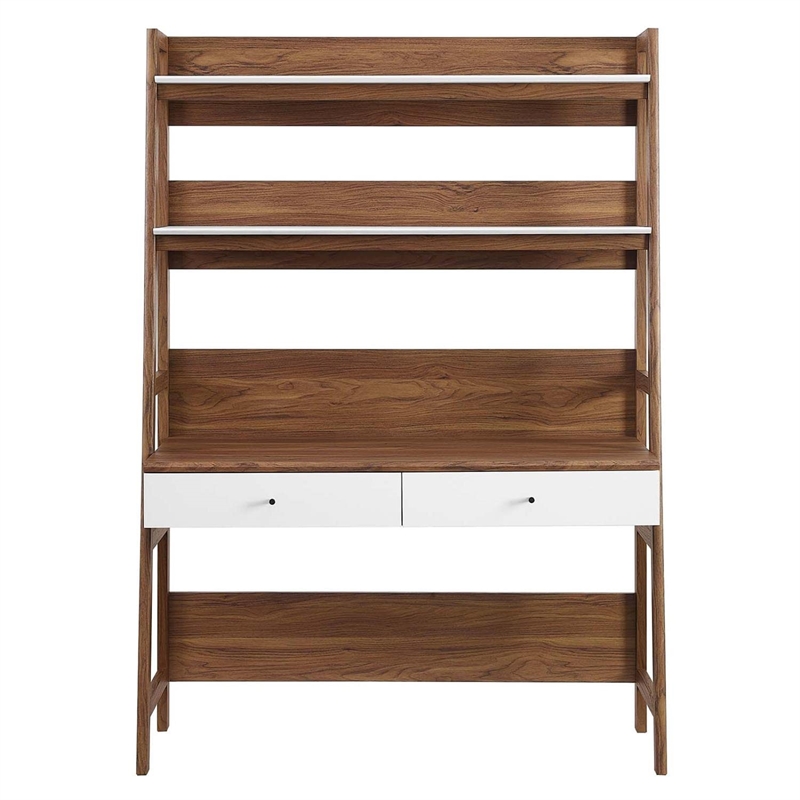 Pemberly Row Particleboard and MDF Office Desk in Walnut/White