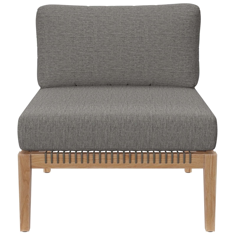 Pemberly Row 6-Piece Wood Fabric Outdoor Sectional Sofa in Gray/Graphite