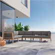Pemberly Row 6-Piece Wood Fabric Outdoor Sectional Sofa in Gray/Graphite