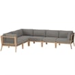 Pemberly Row 6-Piece Wood Fabric Outdoor Sectional Sofa in Gray/Graphite