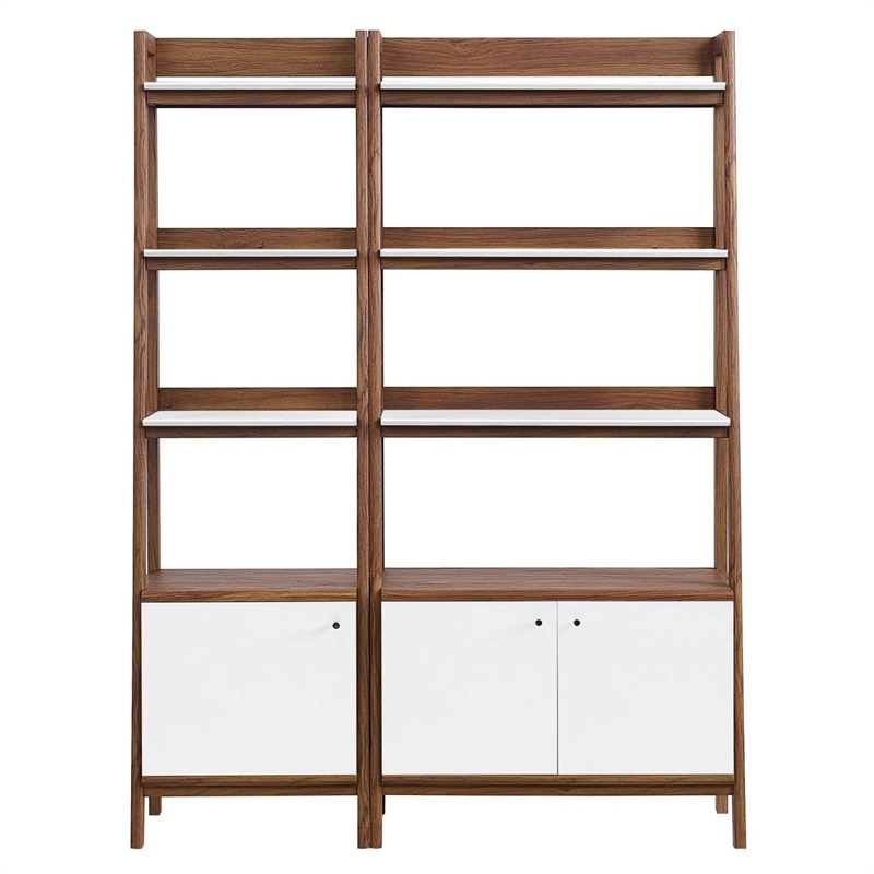 Pemberly Row Particleboard and MDF Bookshelves in Walnut/White (Set of 2)