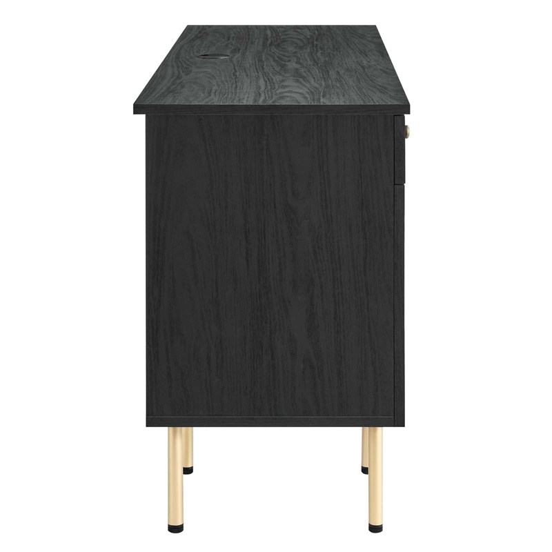 Pemberly Row Particleboard and Laminate Office Desk in Black