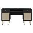 Pemberly Row Particleboard and Laminate Office Desk in Black
