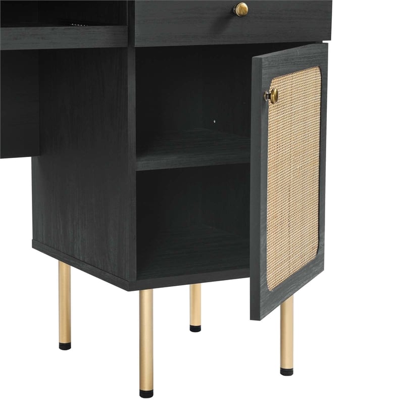 Pemberly Row Particleboard and Laminate Office Desk in Black