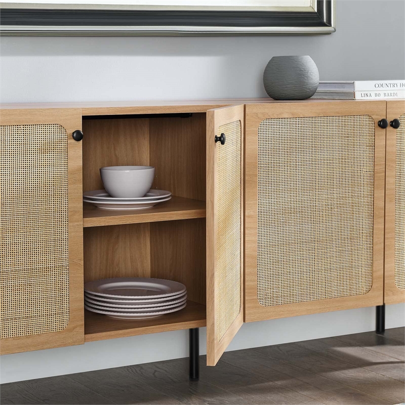Pemberly Row Modern Particleboard and Laminate Sideboard in Oak