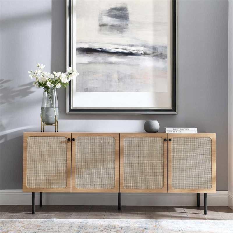 Pemberly Row Modern Particleboard and Laminate Sideboard in Oak