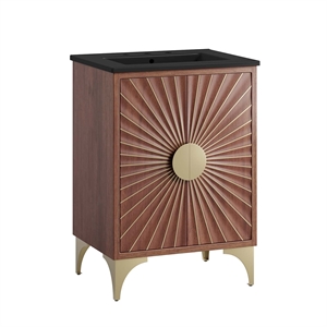 Pemberly Row 24&quot Solid Mango Wood Bathroom Vanity in Black/Walnut