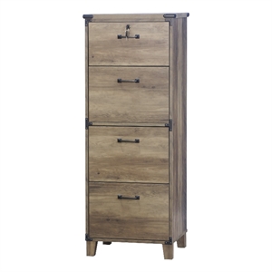 Pemberly Row Engineered Wood 4-Drawers Lateral File in Rustic Oak