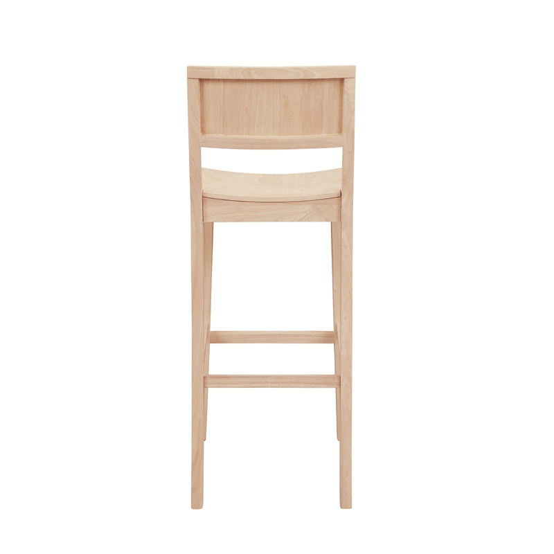 Pemberly Row Saddle Seat Bar Stools Set of Two in Unfinished Solid Rubberwood