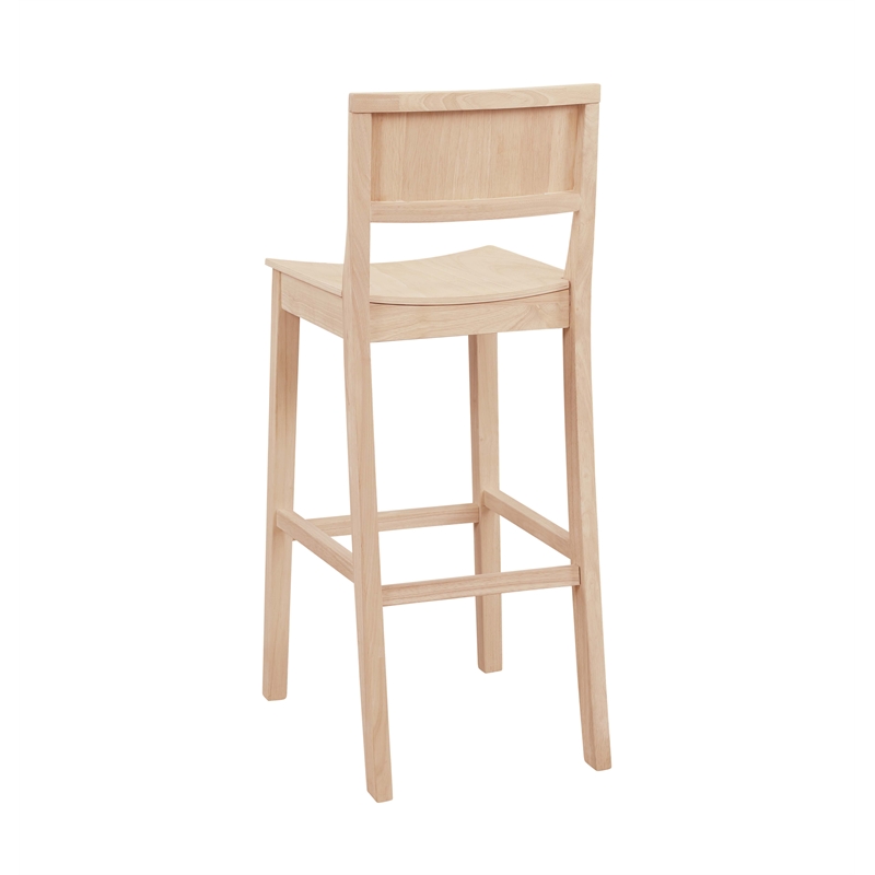 Pemberly Row Saddle Seat Bar Stools Set of Two in Unfinished Solid Rubberwood