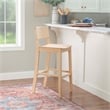 Pemberly Row Saddle Seat Bar Stools Set of Two in Unfinished Solid Rubberwood