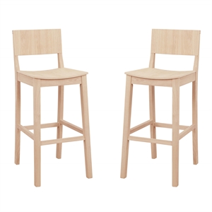 Pemberly Row Saddle Seat Bar Stools Set of Two in Unfinished Solid Rubberwood