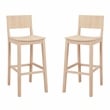 Pemberly Row Saddle Seat Bar Stools Set of Two in Unfinished Solid Rubberwood