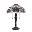 Pemberly Row Victorian 2-Light Glass/Metal Table Lamp in Dark Bronze