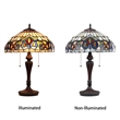 Pemberly Row Victorian 2-Light Glass/Metal Table Lamp in Dark Bronze