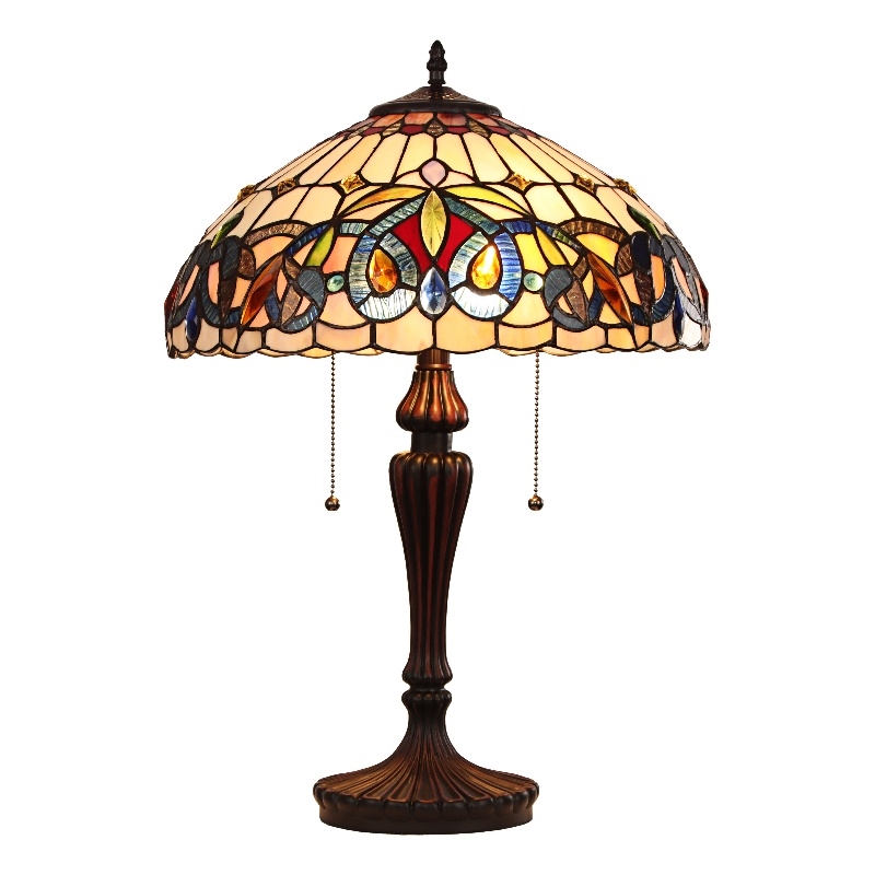 Pemberly Row Victorian 2-Light Glass/Metal Table Lamp in Dark Bronze