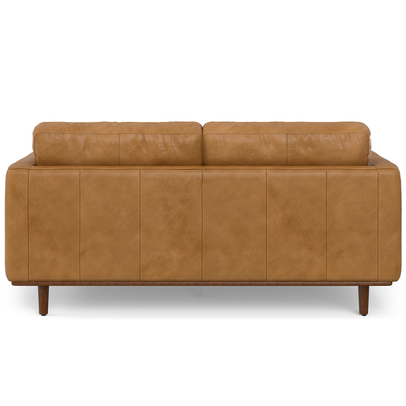 Pemberly Row Mid-Century Modern 72 inch Wide Sofa in Sienna Genuine Leather