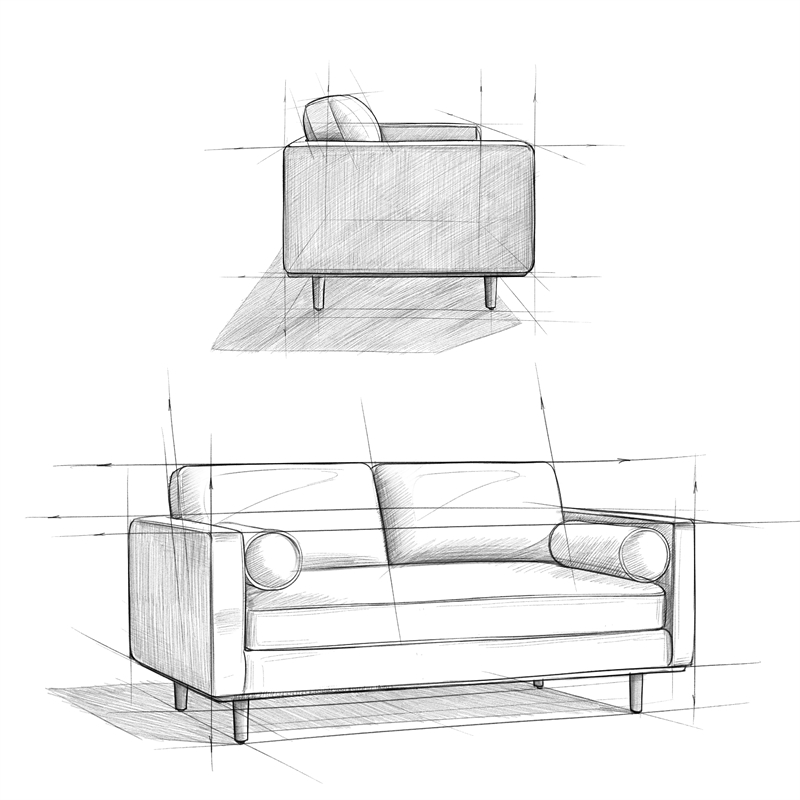 Pemberly Row Mid-Century Modern 72 inch Wide Sofa in Sienna Genuine Leather